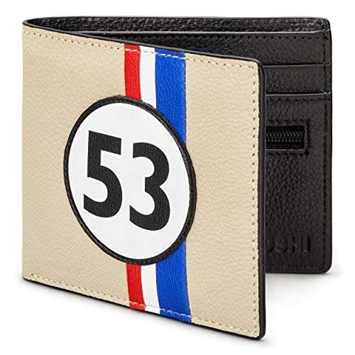 Photo de Yoshi Race Car Livery #53 Portefeuille en cuir pour homme, portefeuille fin en cuir beige/noir, blocage RFID, portefeuille fin pour homme, Beige/noir, Taille unique, Classique