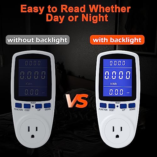 Upgraded Brighter Lcd Display Night Vision Power Meter Plug, Power Consumption Monitor Energy Voltage Amps Electricity Usage Monitor, Overload Protection, 7 Display Modes For Energy Saving, Watt Meter #TOP1