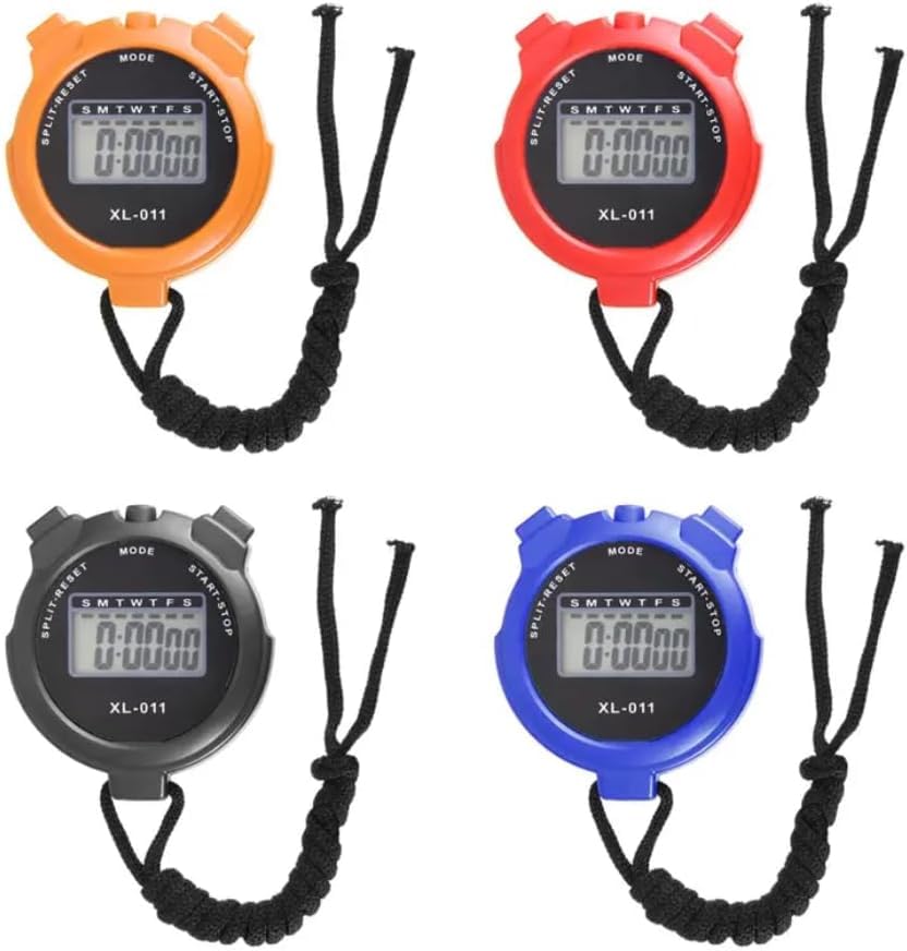Digital Sports Stopwatch Timer Stopwatch Large Display Interval Training Timer Outdoor Split Stop Watch Lap Timer Digital Calendar Alarm Clock Referee Watch for Training Swimming Running (Orange) - Image 3