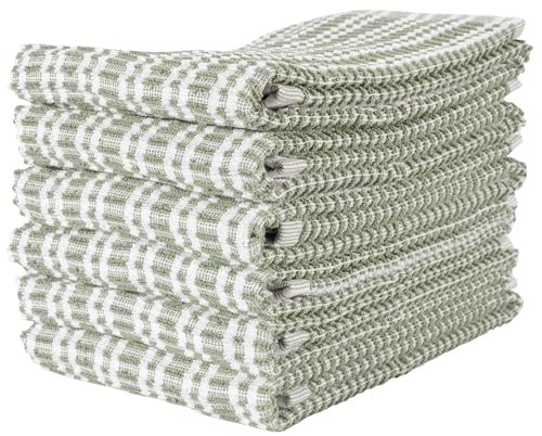 KAF Home Premium Terry Kitchen Towels (16”x 28”, 6 Pack) | 430 GSM Cotton Kitchen Hand Towels | Absorbent and Plush Terry Dish Towel Set