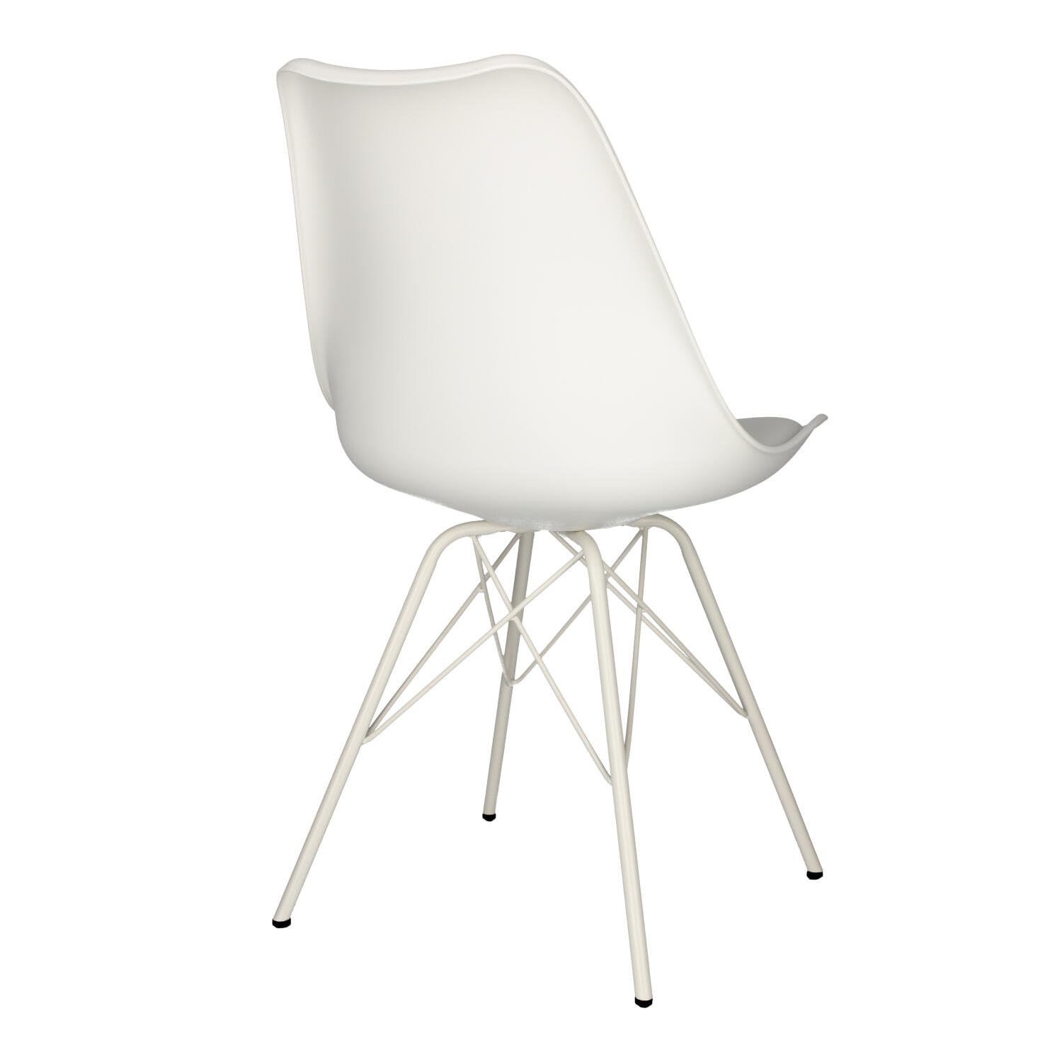 AC Design Furniture Emanuel krzesła do jadalni, zestaw 2 sztuk, szer. 48,5 x wys. : 85,5 x gł. 54 cm, biały/biały, PU/metal, 2 szt