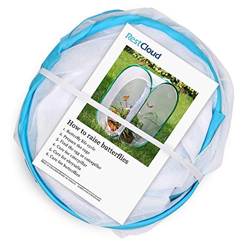 Image of RESTCLOUD Insect and Butterfly Habitat Cage Pop-up 24 Inches Tall | Mesh Enclosure Terrarium,Tight Mesh