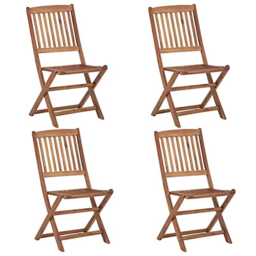 vidaXL 4X Bois d'Acacia Solide Chaises Pliables d'Extérieur Sièges de Salle à Manger de Jardin Chaises de Patio Meubles de Terrasse
