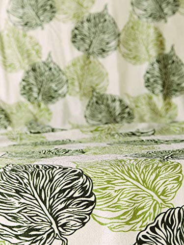 Image of Cortina Durable & Stylish Premium Leaf Design 100% Polyester Curtains - Metal Grommets - Easy Fitting Over Window - Bedroom Living Room Kids Room Hall Kitchen - 7 Feet Set of 1 - Green 2