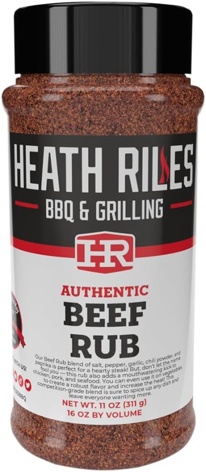 Heath Riles BBQ Beef Rub Seasoning, Champion Pitmaster Recipe, Shaker Spice Mix, 11 oz.