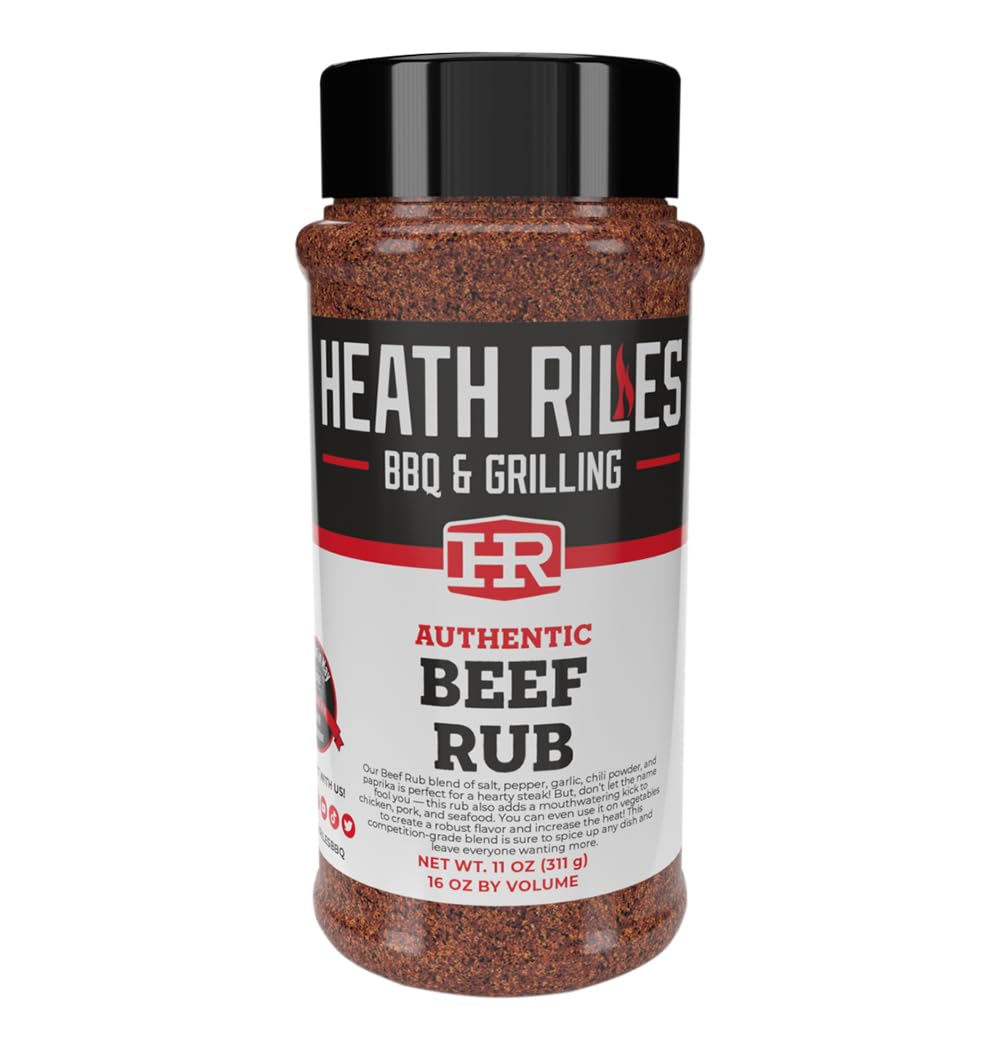 Heath Riles BBQ Rub - Beef Seasoning, Champion Pitmaster Recipe, Legendary Rubs For Smoking & Grilling, 80+ BBQ Championships, 11 oz.