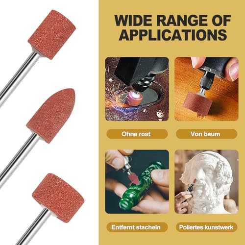DizemoiQ 42 Teile Korund Schleifstift Aufsatz Set für Bohrmaschine Akkuschrauber Drehwerkzeug Schleifen Polieren Entgraten Holz Stein Metall Zubehör