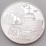 DOWNN 2PCS Over There Souvenir States Navy Centennial of World War I Collectible Silver Plated Commemorative Coin