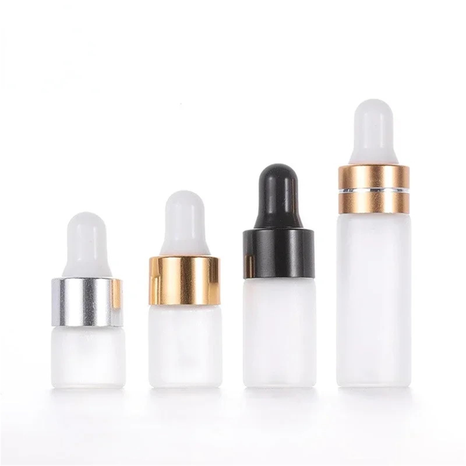 Pipettenflasche 1–5 ml Tropfflasche, klein, feines Öl, klares Milchglas, Probenessenz, separate leere Flaschen for ätherische Öle(Black,100pcs,1ml)