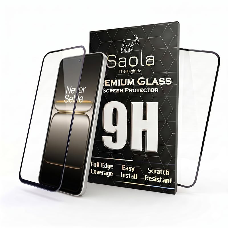 Image of Saola HD Clear Tempered Glass for OnePlus Nord 5 | High Strength 9H Protection, Smooth Touch, Full Coverage Screen Guard, 2-Step Installation Kit | Quick & Easy Application (Pack of 2)