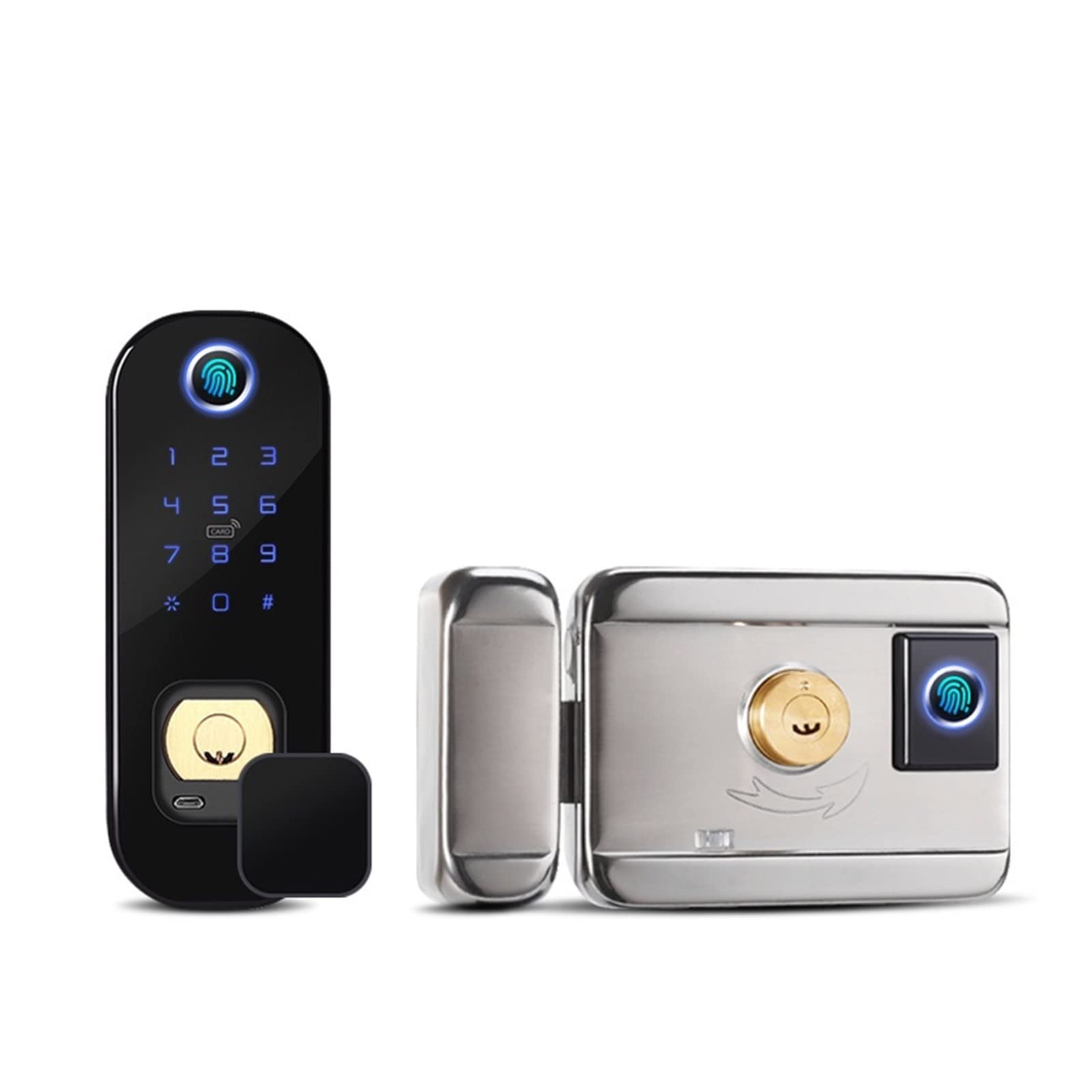 Inteligentny zamek do drzwi, Biometryczny podwójny odcisk palca Lock Keyless WIFI Fechadura Eletronica Smart Rim Blokada drzwi na zewnątrz