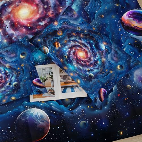 Image of Full Size Galaxy Comforter Set for Kids,Outer Space Themed Full Bedding Sets for Boys,Boys Full Quilt Set Space,Galaxy Bedroom Decor