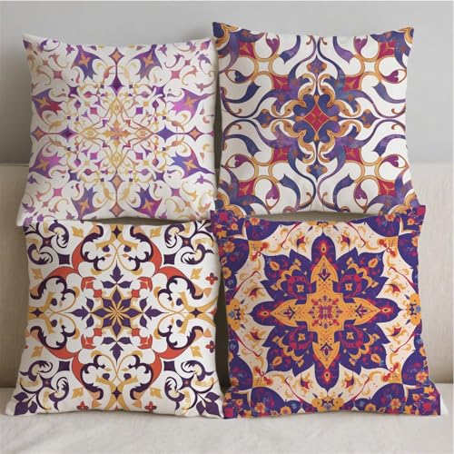 Housse coussin imperméable 80x80cm violette lavable pour canapé - 3