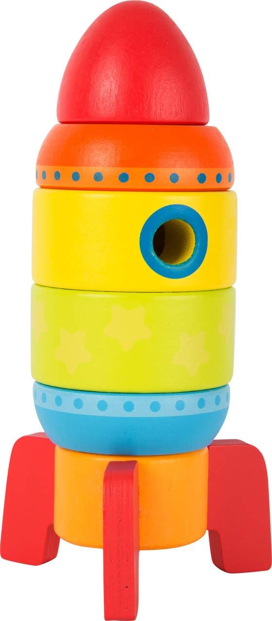 Wooden Toys Colorful Rocket Shaped Stacking Toys, Six Plug-in Parts Promote The Fine Motor Skills Designed for Children 12+ Months