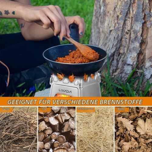 Lixada Campingkocher Holzofen Mini Holzvergaser Faltbar Tragbar Kompakt Hobo Kocher für Picknick BBQ Camping Wandern Reisen – Ansicht 6