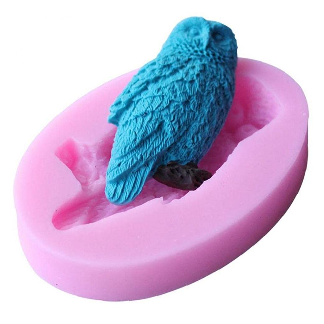 Tossper Pink Owl Shape Silicone Mould, Fondant Cake Decorating Mold Chocolate Polymer Clay Mould Animal Cake Tool For Bakeware