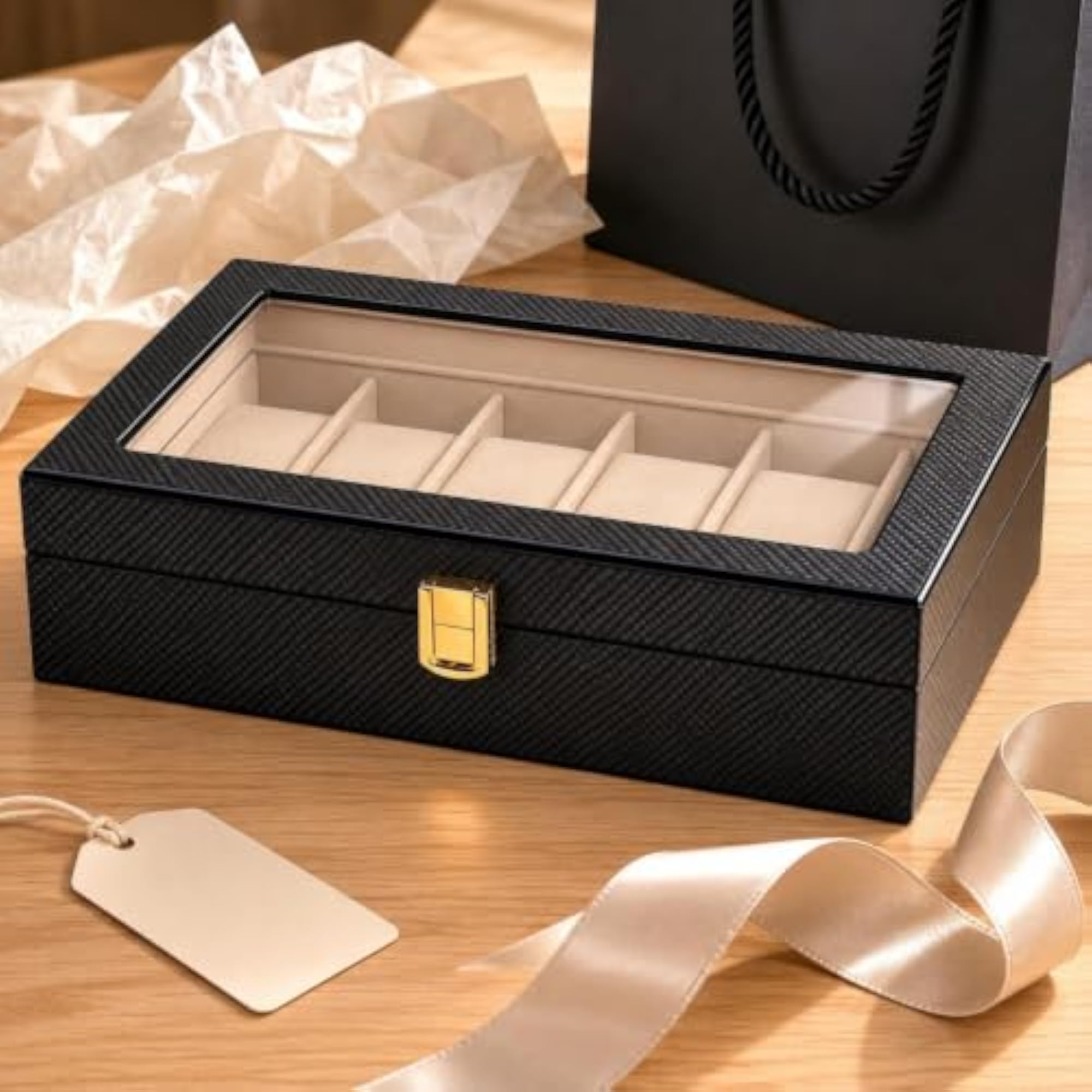 Clear Top Window Watch Display Box with 10 Slots