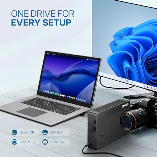 Image of Geonix PowerShell S7 4TB External Hard Drive 3.5 inch USB 3.1 SATA HDD with 12V External Power Adapter, Up to 5Gbps UASP, Shockproof, PC /Mac /Laptop /Xbox Compatible, 3-Year Warranty (Black)