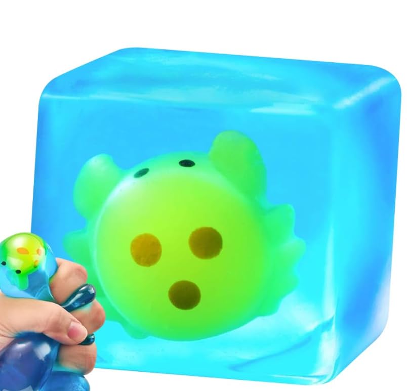 Ice Cube Squishy Fidget Toys, Glow in The Dark Crab Squish Toy, Squeeze Toys for Kids Adults, Squishy Fidget Stress Balls for Kids With Autism, Soft Stress Cube, Squeeze Sensory Toy-14 — image 1
