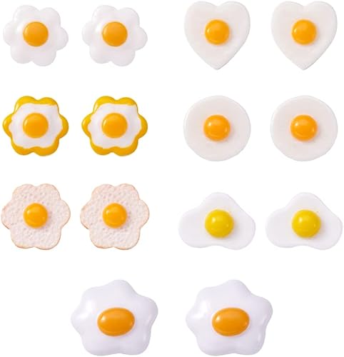 Miniatura 1 de Mega Pet Cabujones de resina con temática de huevos, serie de desayuno, huevos fritos de imitación, dijes de espalda plana, formas mixtas, huevos