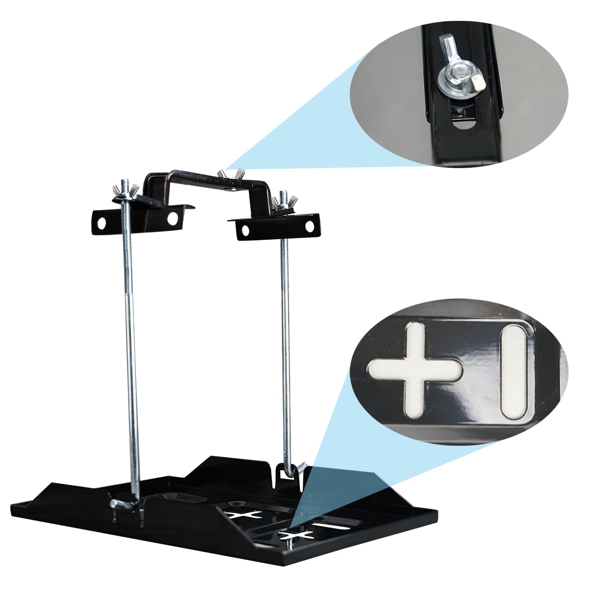 Car Storage Battery Holder Hold Down Tray Adjustable Bracket 27cm Screw Rod ABS - Foto 3