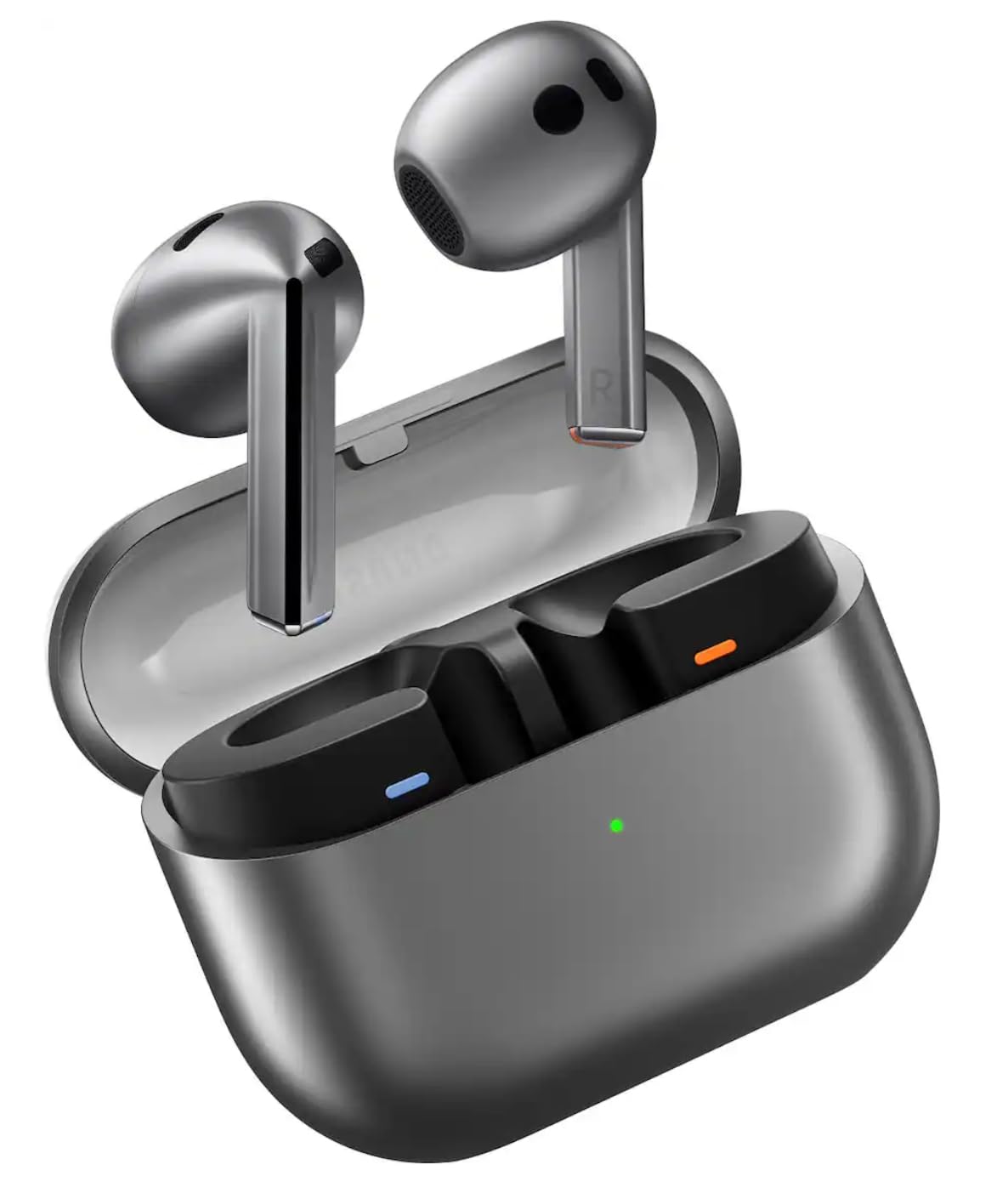 silver true wireless earbuds with active noise cancellation