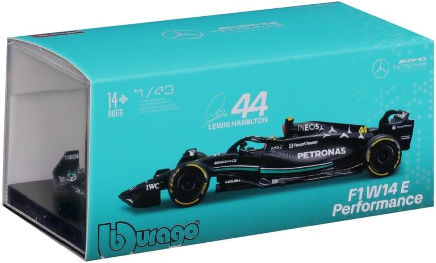 MAISTO Bburago1:43 F1 Race Mercedes-AMG W14 (2023) w/Driver - Hamilton #44