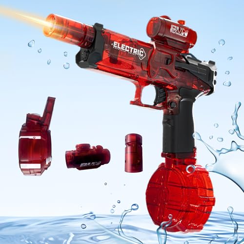 Naldoxyn Electric Water Gun for Kids Ages 8-12-Automatic Water Gun-Super Soaker with Automatic High Power,Beach Toys for Summer Outdoor Fun,Perfect Pool and Water Guns Play (Red)