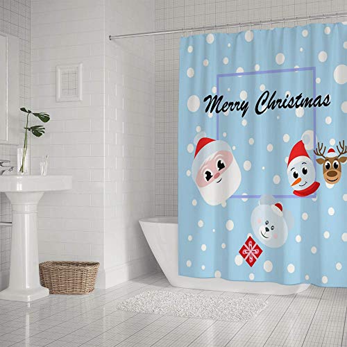 Rideau de douche Merry Christmas imperméable grand format en tissu imprimé polyester
