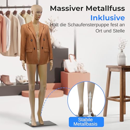SereneLife Damen-Puppenmodell, 175 cm hoch, Mit verstellbarem Kopf, Flexiblen Extremitäten und abnehmbarem Design, Perfekt für Bekleidungsgeschäfte, Boutiquen, Ausstellungen und mehr