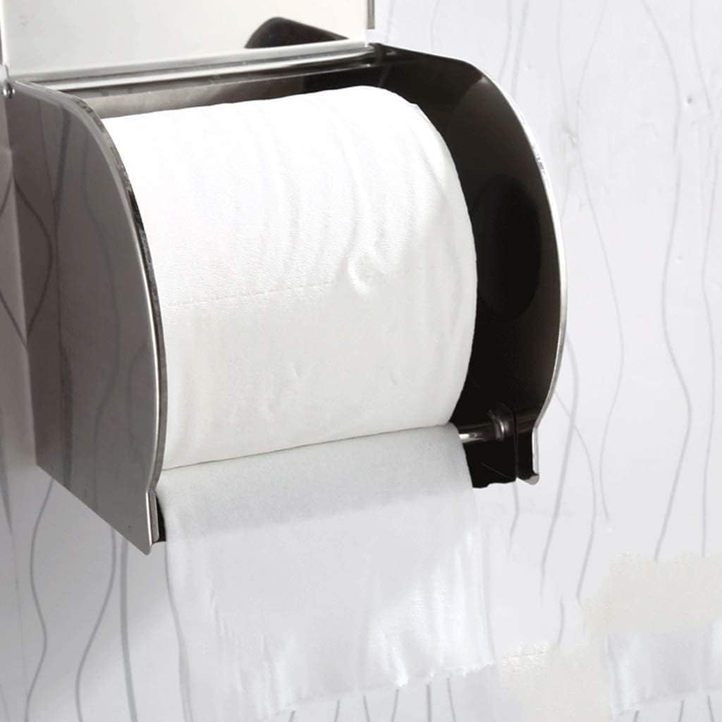 Toilet Paper Holder Stainless Steel Toilet Paper Holder，Multifunctional Wall Mounted Simple Tissue Box，Space Saving and Easy to Install，Chrome Decor