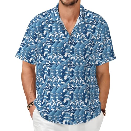 Chemise manches courtes homme au motif mer orageuse pour le quotidien