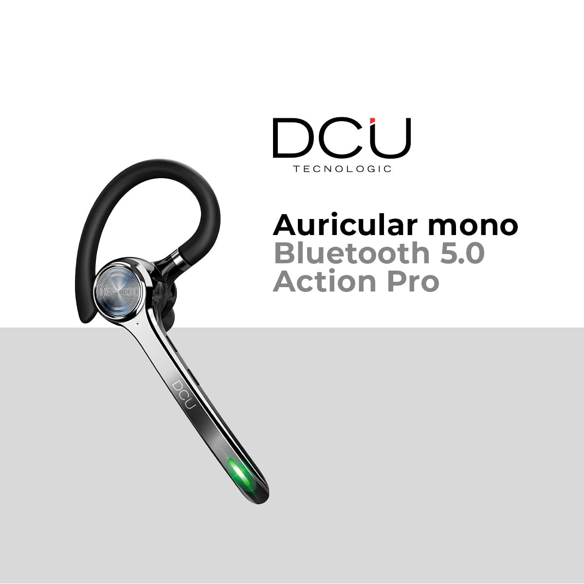 DCU TECNOLOGIC - Auricular Mono Bluetooth 5.0 Action Pro - Auricular Inalámbrico - Realiza y Recibe Llamadas - Conectividad de Doble Punto