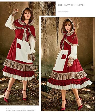 [尚基製造] ハロウィン衣装 仮装 ドレス 赤ずきん つきマント 喫茶店 可愛いメイド服 コスプレ 衣装 ワンピース マント 可愛い コスチューム パーティー カーニバル イベント 舞台ステージ 結婚式 プレゼント 演出服 ハローウィン クリスマス 誕生日 仮装