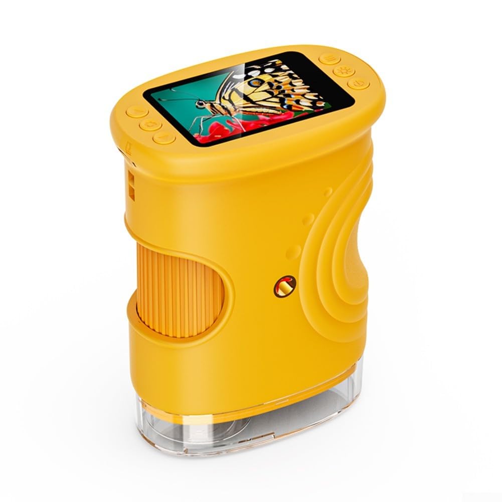 Rechargeable 1000X Digital Microscope with 2.0" IPS Screen, 1920x1080P Video, 8-LED Illumination & 600mAh — for STEM Education, Students and Hobbyists(Orange)