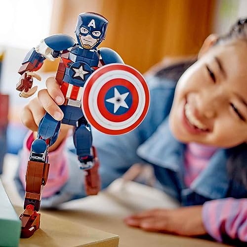 Marvel Personaggio di Captain America, Giocattolo da Esposizione, Supereroe da Costruire con Scudo, Regalo di Compleanno per Bambini e Bambine da 8 Anni in su, Collezione Avengers 76258 - Lego - Immagine 1