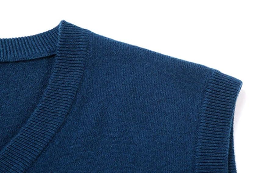 Men Solid Casual V-Neck Vest Woolen Knit Sweater Tank Tops Sleeveless Pullovers Waistcoat4