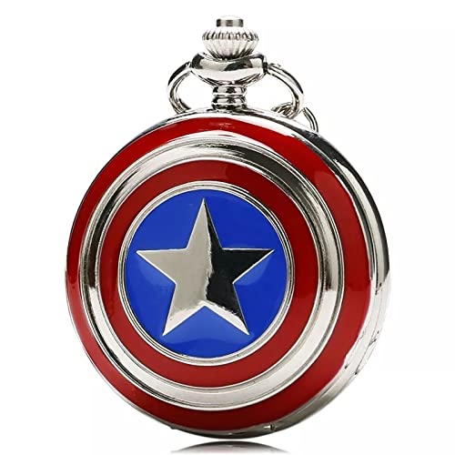 Image of AUGEN Pocket Watch Metal Keychain Captan-America Retro Vintage for Gifting With Key Ring Anti-Rust (Pack Of 1)