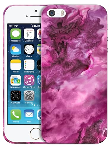 GlamCase for iPhone 5 / 5s / SE 2016 Case - Marble Pink Abstract Design Printed Cute Slim & Sleek Hard Plastic Protective Designer Back Phone Case/Cover for iPhone 5 / 5s / SE 1st Gen