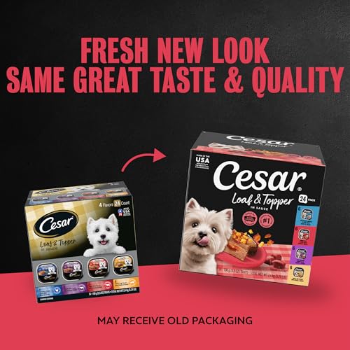 Cesar Loaf in Sauce Wet Dog Food Rotisserie Chicken, Filet Mignon, Angus Beef, and Ham & Egg Flavors Variety Pack, 3.5 oz. Easy Peel Trays (24 Count, Pack of 1) - Image 3