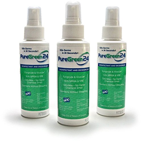 PureGreen24 Safe & Effective Disinfectant, Kills Deadly Germs Including RSV, COVID-19, MRSA & Staph, NoroVirus & Influenza Contains no toxic chemicals (3 4oz bottles)