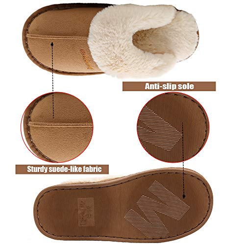 Sosushoe Women Slippers Fluffy Fur Slip On House Slippers Soft And Warm House Shoes For Indoor Outdoor, Light Brown,9.5-10.5 #TOP5