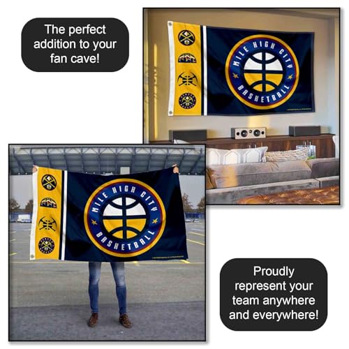 Drapeau Denver Nuggets grand format avec œillets en finition de qualité supérieure - 5
