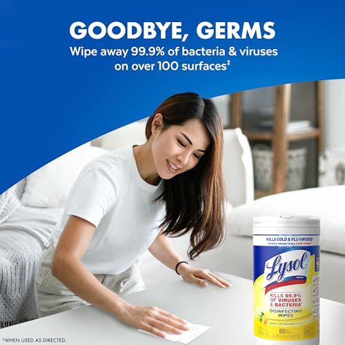 Lysol Disinfectant Wipes Bundle, Dorm Room Essentials, Multi-Surface Cleaning Wipes, For Disinfecting & Cleaning, Lemon & Lime Blossom, Crisp Linen, Mango & Hibiscus, 3x80 ct - Thumbnail 7