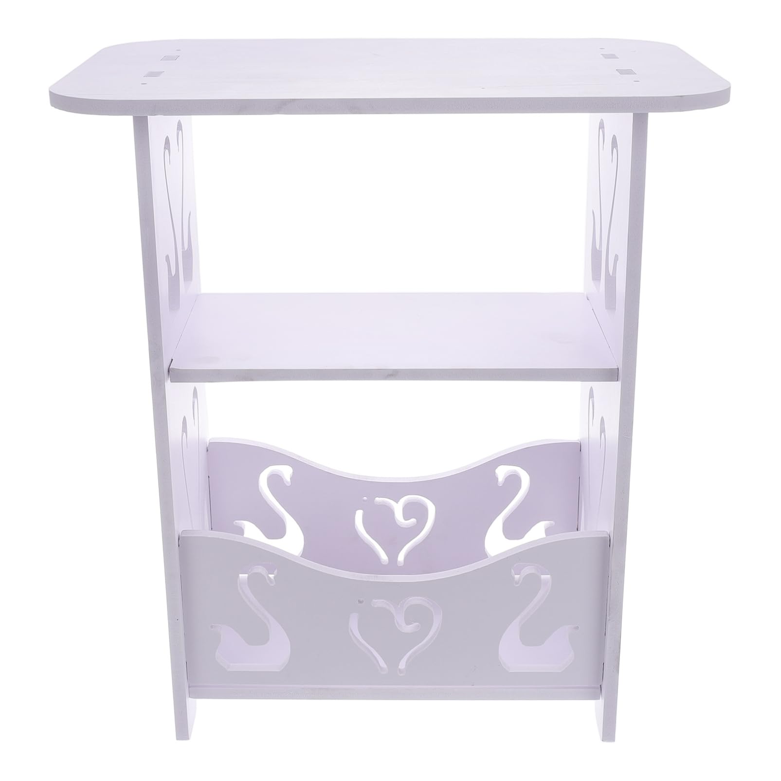 Table de chevet moderne blanche ABOOFAN avec deux niveaux pour chambre et salon