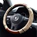 Amo Microfiber Leather Car Steering Wheel Cover, Massage Design, Comfortable and Anti-Slip, fits All 14.5" to 15" (M) Steering Wheels, Beige