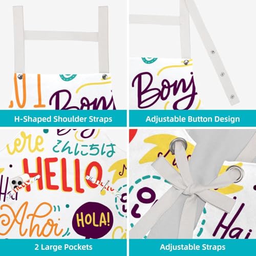 Tablier de serveuse pour restaurant et bar avec motif Hello - 4