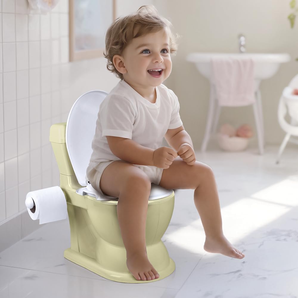 Dolu Nuve Educational XL Potty with Flip-Top Lid, Toilet Paper Holder & Removable Inner Chamber Ensures Easy Clean Up, Children 18 Months & Up, Green