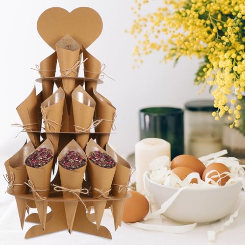 Conos de fragmentos de papel artesanal con soporte anticaídas para confeti 6