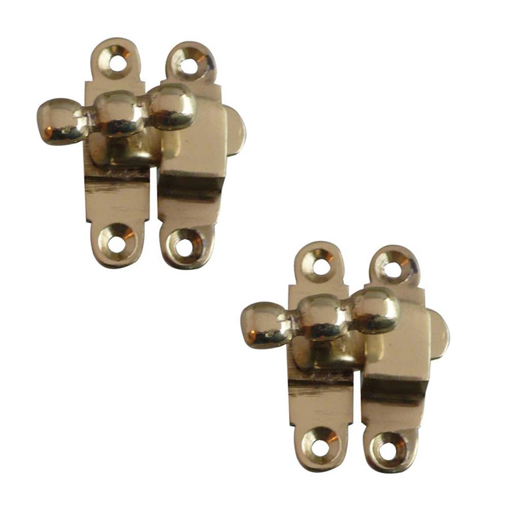 Loops Polished Brass 2 Pack Premium 40Mm Showcase Catch For Cabinets - Cupboard Door Catch